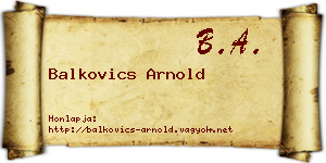 Balkovics Arnold névjegykártya